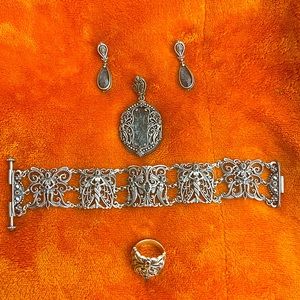 Konstantino Santorini jewelry set. Pendant, ring, earring, and bracelet